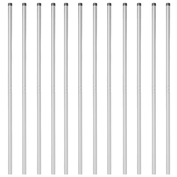 Grote foto vidaxl hekpalen 12 pcs zilver 210 cm poedergecoat staal tuin en terras overige tuin en terras