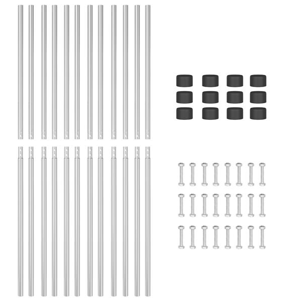 Grote foto vidaxl hekpalen 12 pcs zilver 210 cm poedergecoat staal tuin en terras overige tuin en terras