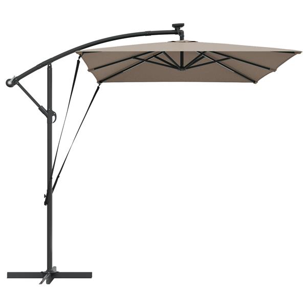 Grote foto vidaxl cantilever banana parasol taupe 294 x 200 x 254 cm tuin en terras overige tuin en terras
