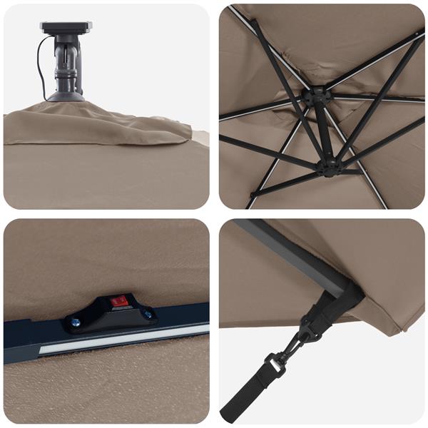 Grote foto vidaxl cantilever banana parasol taupe 294 x 200 x 254 cm tuin en terras overige tuin en terras
