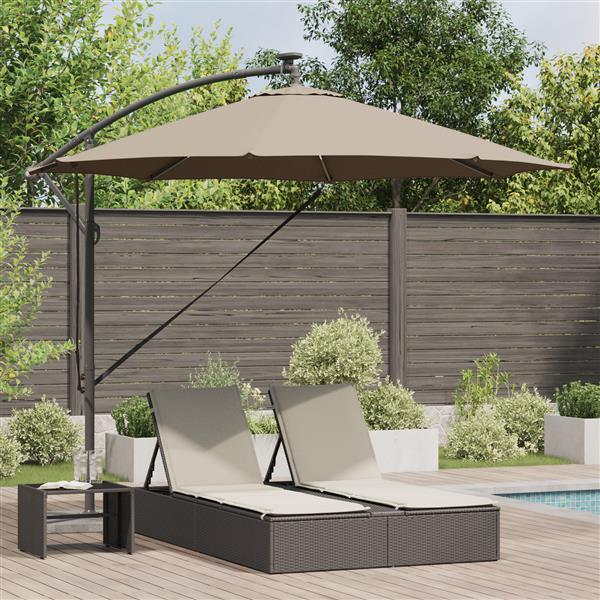 Grote foto vidaxl cantilever banana parasol taupe 294 x 294 x 248 cm tuin en terras overige tuin en terras