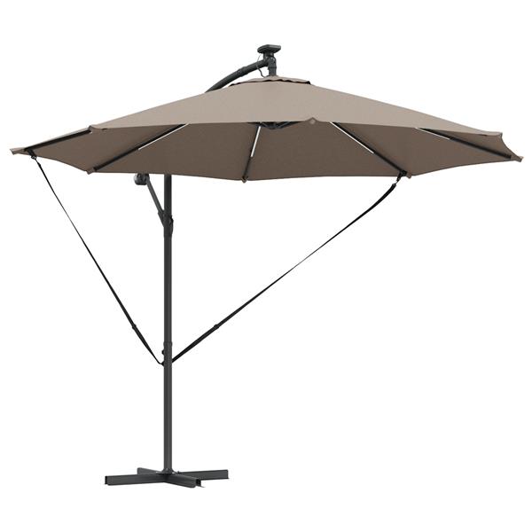 Grote foto vidaxl cantilever banana parasol taupe 294 x 294 x 248 cm tuin en terras overige tuin en terras