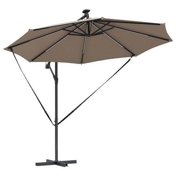 Grote foto vidaxl cantilever banana parasol taupe 294 x 294 x 248 cm tuin en terras overige tuin en terras