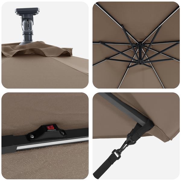 Grote foto vidaxl cantilever banana parasol taupe 294 x 294 x 248 cm tuin en terras overige tuin en terras