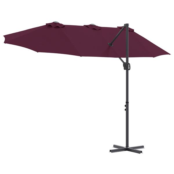 Grote foto vidaxl tuin cantilever parasol bordeauxrood 372 x 198 x 243 cm tuin en terras overige tuin en terras