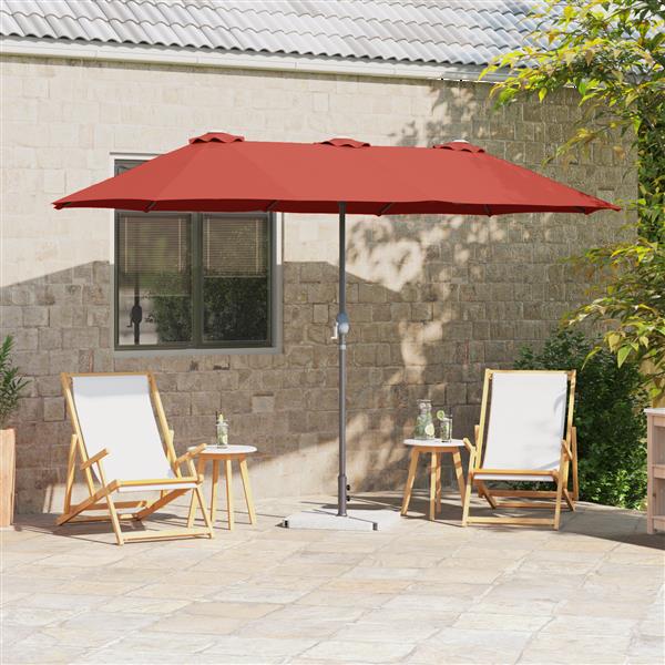 Grote foto vidaxl tuinparasol terracotta 370 x 197 x 239 cm poedergecoat staal tuin en terras overige tuin en terras