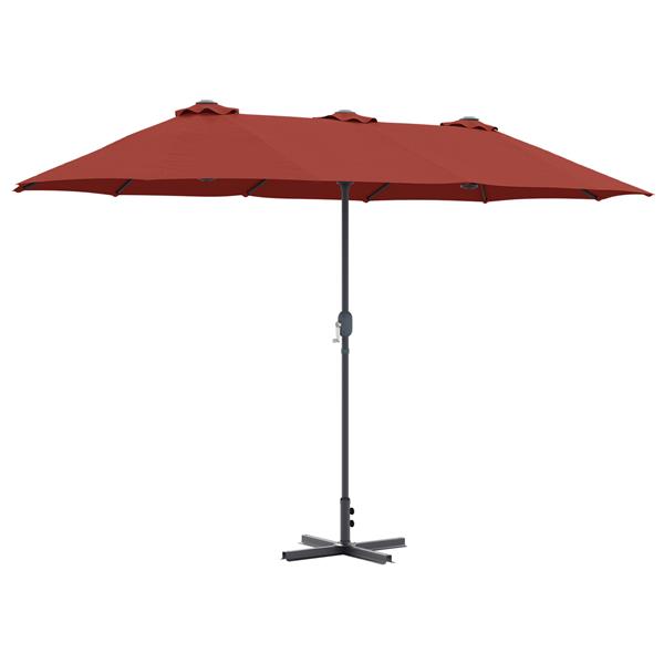 Grote foto vidaxl tuinparasol terracotta 370 x 197 x 239 cm poedergecoat staal tuin en terras overige tuin en terras