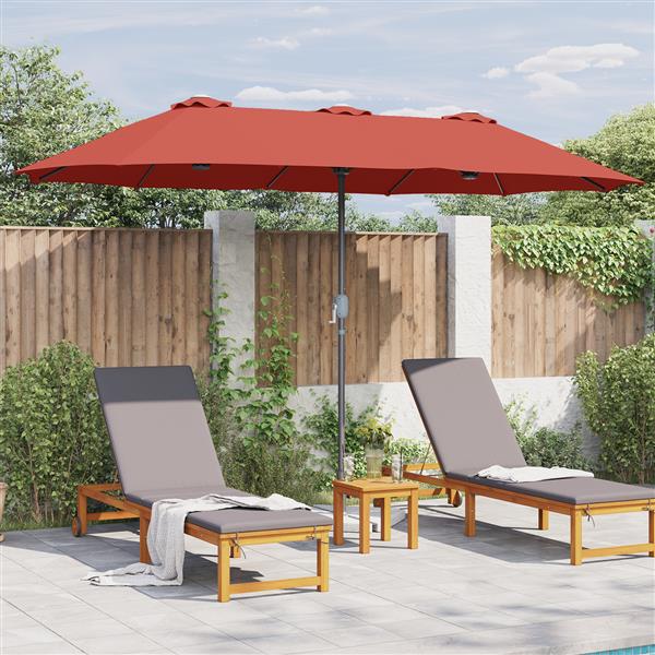 Grote foto vidaxl tuinparasol terracotta 370 x 197 x 239 cm poedergecoat staal tuin en terras overige tuin en terras