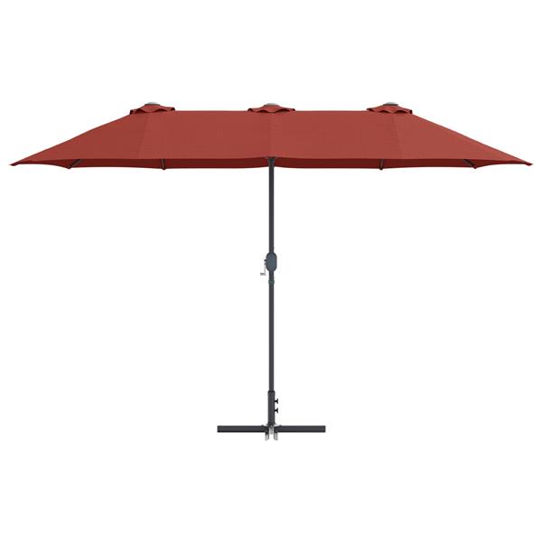 Grote foto vidaxl tuinparasol terracotta 370 x 197 x 239 cm poedergecoat staal tuin en terras overige tuin en terras