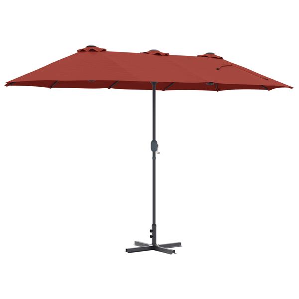 Grote foto vidaxl tuinparasol terracotta 370 x 197 x 239 cm poedergecoat staal tuin en terras overige tuin en terras