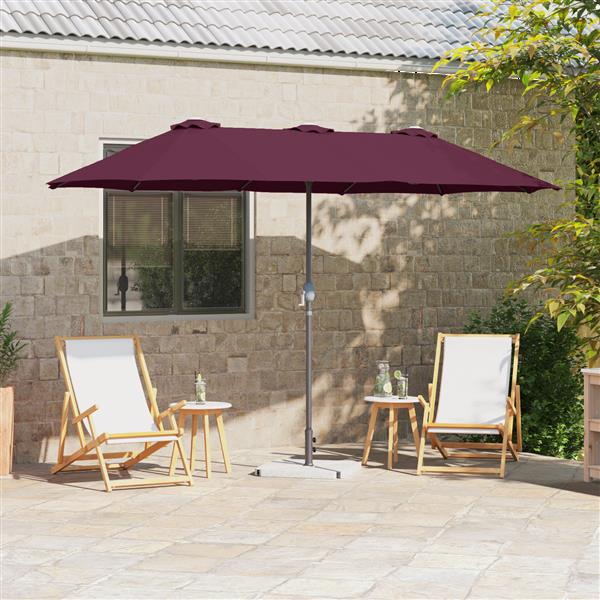 Grote foto vidaxl tuinparasol bordeauxrood 370 x 197 x 239 cm poedergecoat staal tuin en terras overige tuin en terras