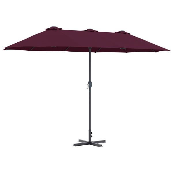 Grote foto vidaxl tuinparasol bordeauxrood 370 x 197 x 239 cm poedergecoat staal tuin en terras overige tuin en terras