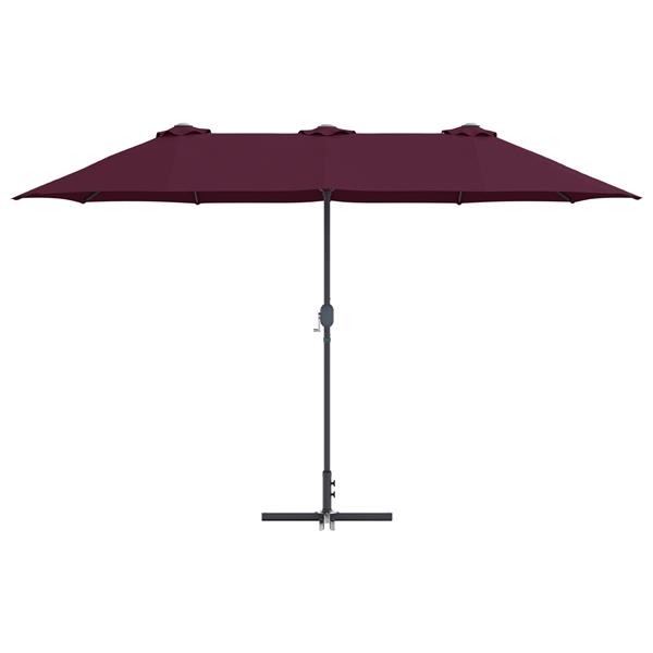 Grote foto vidaxl tuinparasol bordeauxrood 370 x 197 x 239 cm poedergecoat staal tuin en terras overige tuin en terras