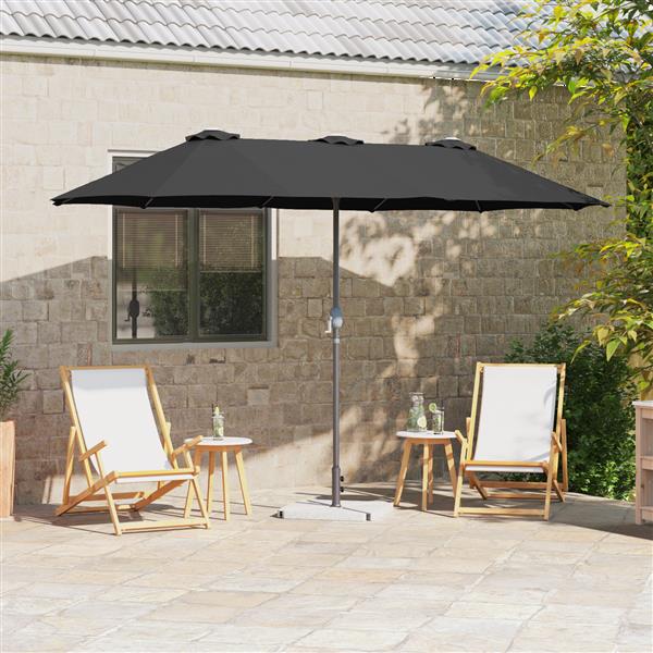 Grote foto vidaxl tuinparasol zwart 370 x 197 x 239 cm poedergecoat staal tuin en terras overige tuin en terras