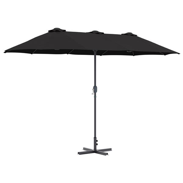 Grote foto vidaxl tuinparasol zwart 370 x 197 x 239 cm poedergecoat staal tuin en terras overige tuin en terras