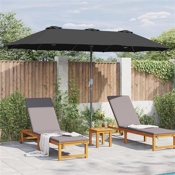 Grote foto vidaxl tuinparasol zwart 370 x 197 x 239 cm poedergecoat staal tuin en terras overige tuin en terras