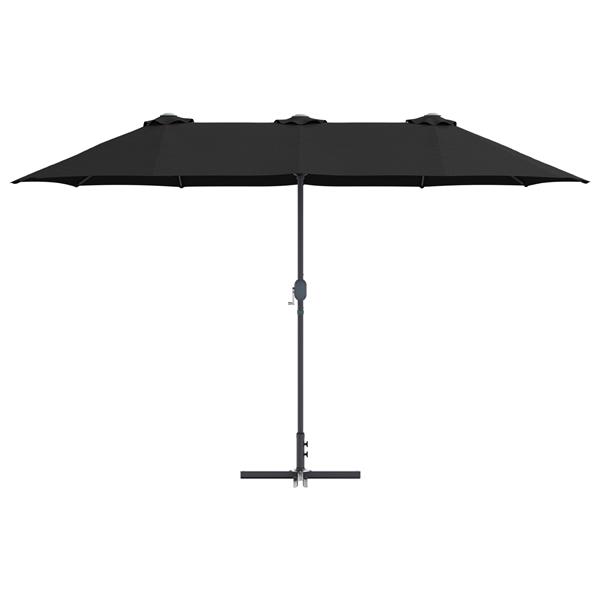 Grote foto vidaxl tuinparasol zwart 370 x 197 x 239 cm poedergecoat staal tuin en terras overige tuin en terras