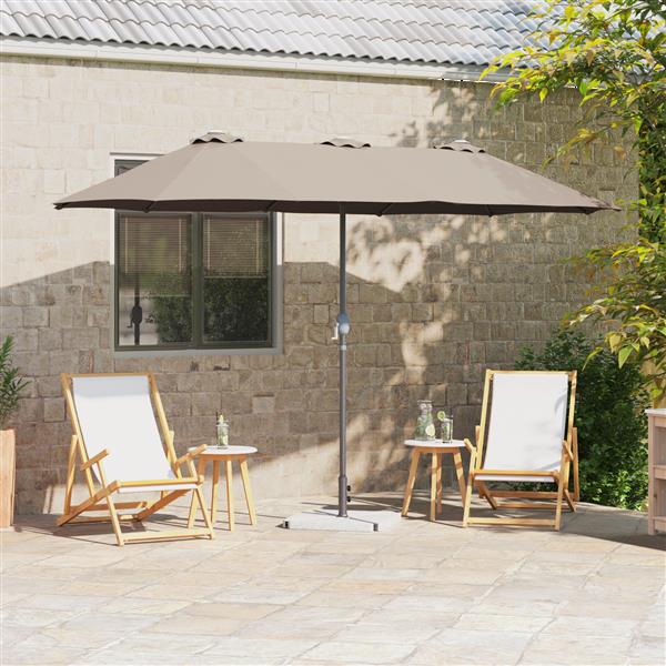 Grote foto vidaxl tuinparasol taupe 370 x 197 x 239 cm poedergecoat staal tuin en terras overige tuin en terras