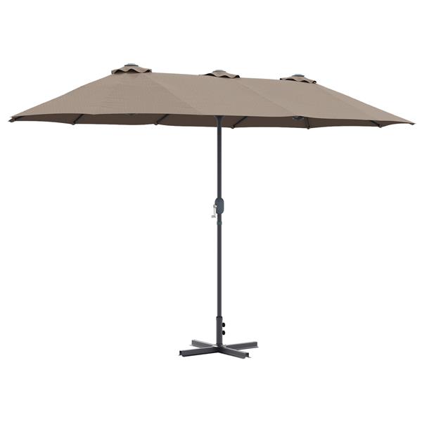 Grote foto vidaxl tuinparasol taupe 370 x 197 x 239 cm poedergecoat staal tuin en terras overige tuin en terras