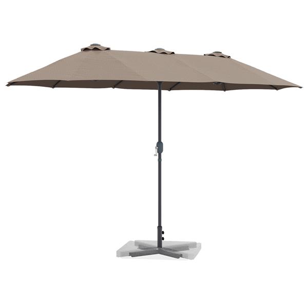 Grote foto vidaxl tuinparasol taupe 370 x 197 x 239 cm poedergecoat staal tuin en terras overige tuin en terras