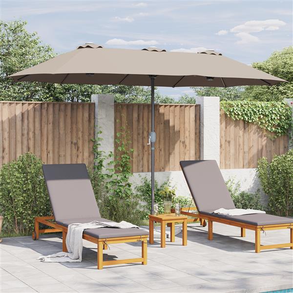 Grote foto vidaxl tuinparasol taupe 370 x 197 x 239 cm poedergecoat staal tuin en terras overige tuin en terras