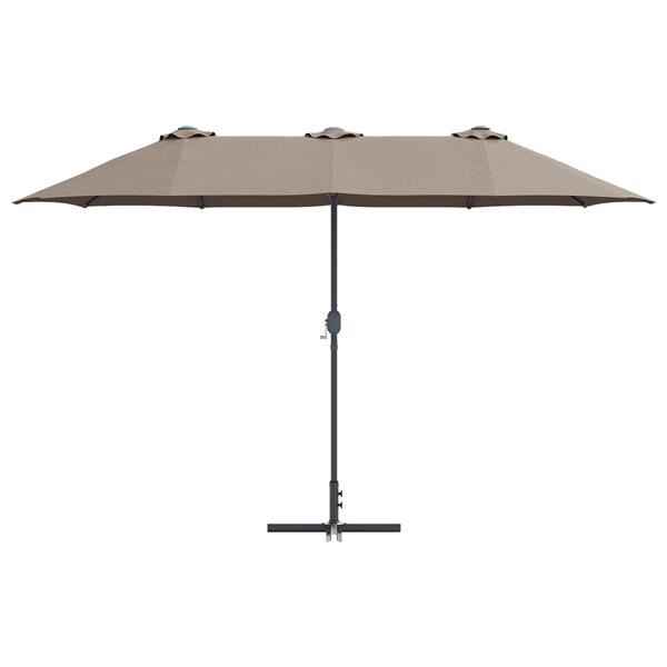 Grote foto vidaxl tuinparasol taupe 370 x 197 x 239 cm poedergecoat staal tuin en terras overige tuin en terras