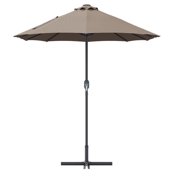 Grote foto vidaxl tuinparasol taupe 370 x 197 x 239 cm poedergecoat staal tuin en terras overige tuin en terras