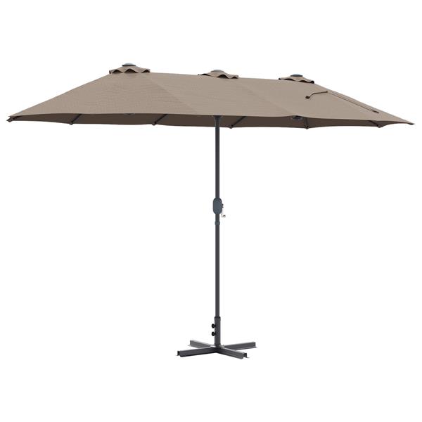 Grote foto vidaxl tuinparasol taupe 370 x 197 x 239 cm poedergecoat staal tuin en terras overige tuin en terras