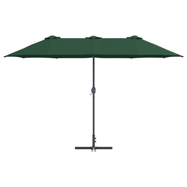 Grote foto vidaxl tuinparasol groen 370 x 197 x 239 cm poedergecoat staal tuin en terras overige tuin en terras
