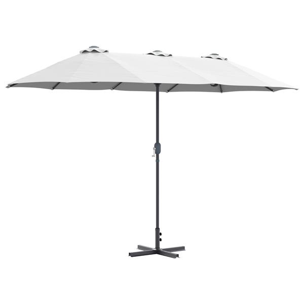Grote foto vidaxl tuinparasol zand 370 x 197 x 239 cm poedergecoat staal tuin en terras overige tuin en terras