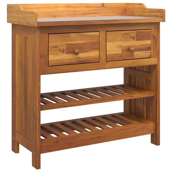 Grote foto vidaxl tuinkast met lade met plank met opslag bruin 78 x 36.5 x 78cm huis en inrichting overige
