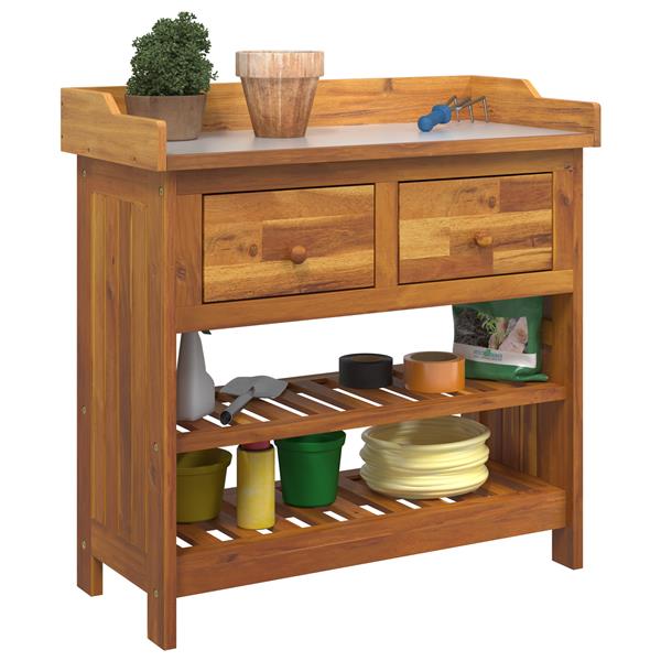 Grote foto vidaxl tuinkast met lade met plank met opslag bruin 78 x 36.5 x 78cm huis en inrichting overige