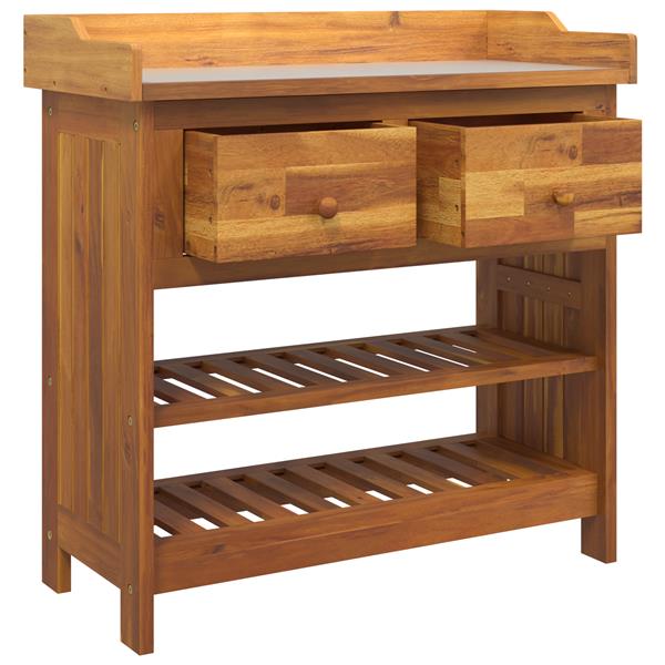 Grote foto vidaxl tuinkast met lade met plank met opslag bruin 78 x 36.5 x 78cm huis en inrichting overige