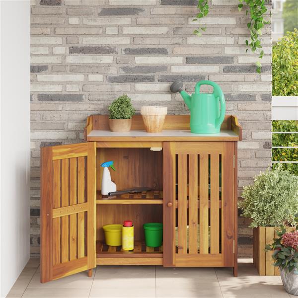 Grote foto vidaxl tuinkast met opslag met de deur bruin 78 x 36.5 x 78cm huis en inrichting overige