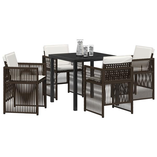 Grote foto vidaxl tuin eetset 5 pcs bruin poly riet tuin en terras tuinmeubelen