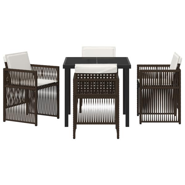 Grote foto vidaxl tuin eetset 5 pcs bruin poly riet tuin en terras tuinmeubelen