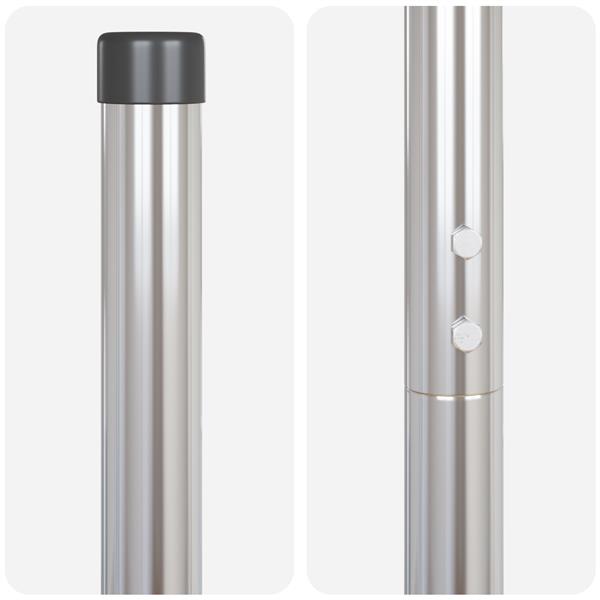 Grote foto vidaxl afrasteringspaal 2 pcs zilver poedergecoat staal tuin en terras overige tuin en terras