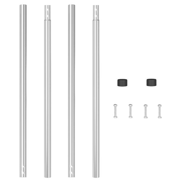 Grote foto vidaxl afrasteringspaal 2 pcs zilver poedergecoat staal tuin en terras overige tuin en terras