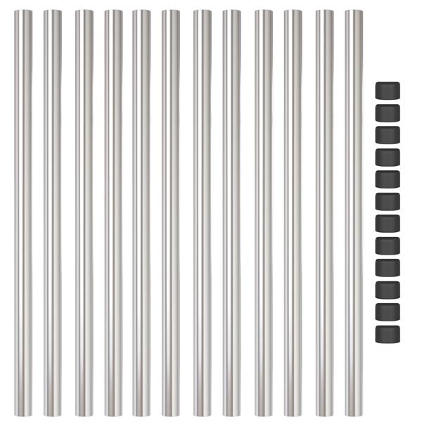 Grote foto vidaxl hekpalen 12 pcs zilver 120 cm poedergecoat staal tuin en terras overige tuin en terras