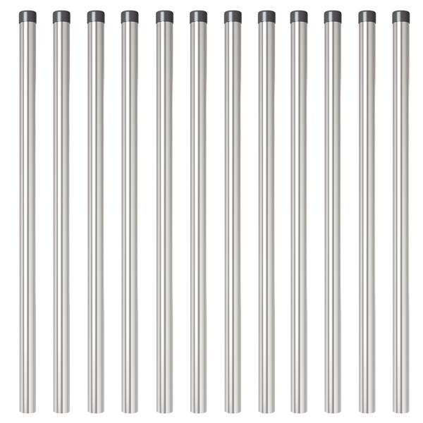 Grote foto vidaxl afrasteringspaal 12 pcs zilver 110 cm poedergecoat staal tuin en terras overige tuin en terras