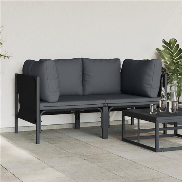 Grote foto vidaxl buitenmeubilair 2 pcs antraciet 80 x 80 x 71 cm staal tuin en terras tuinmeubelen