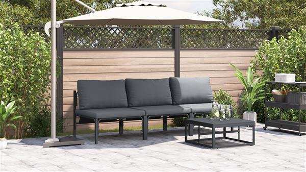 Grote foto vidaxl buitenmeubilair 3 stuk antraciet 80 x 80 x 71 cm staal tuin en terras tuinmeubelen