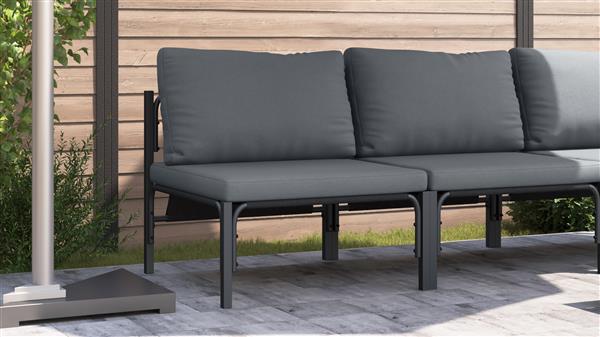 Grote foto vidaxl buitenmeubilair met kussen met kussen antraciet staal tuin en terras tuinmeubelen