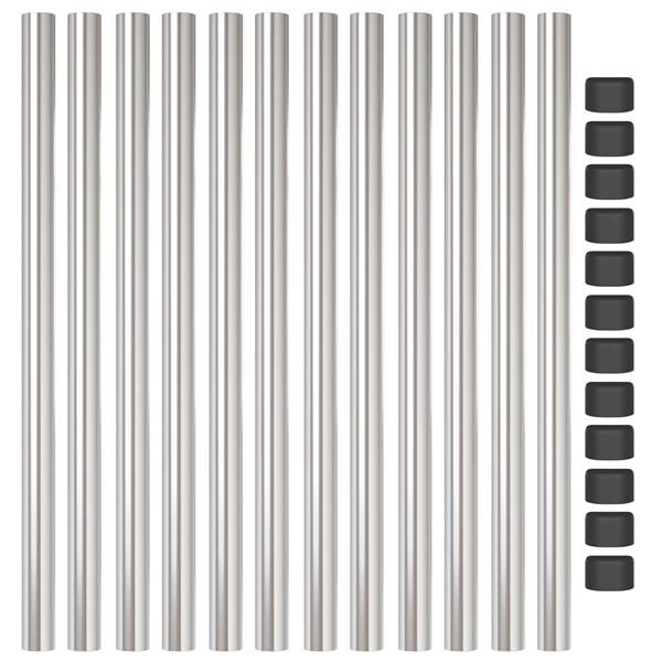 Grote foto vidaxl afrasteringspaal 12 pcs zilver 60 cm poedergecoat staal tuin en terras overige tuin en terras