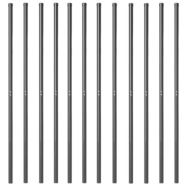 Grote foto vidaxl hekpalen 12 pcs grijs poedergecoat staal tuin en terras overige tuin en terras