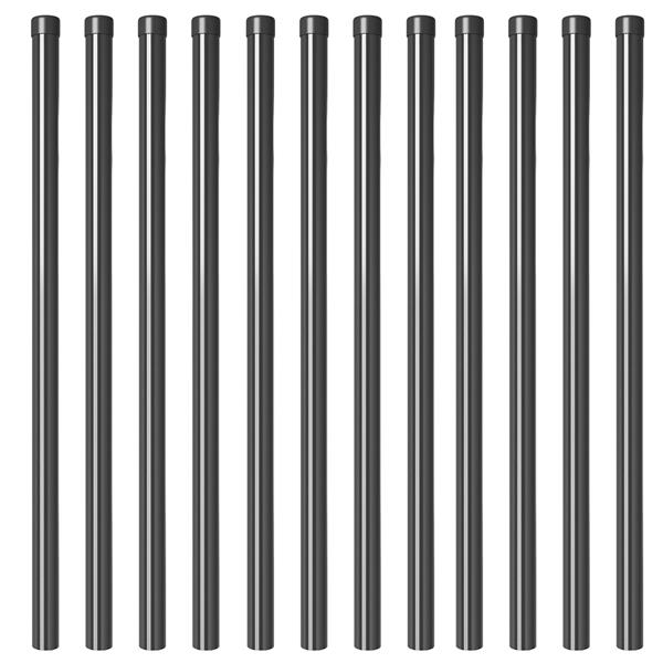 Grote foto vidaxl afrasteringspaal 12 pcs grijs 120 cm poedergecoat staal tuin en terras overige tuin en terras