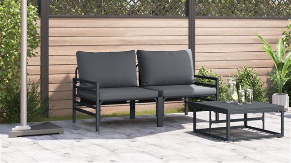 Grote foto vidaxl buitenmeubilair 2 stuk antraciet 80 x 80 x 71 cm staal tuin en terras tuinmeubelen