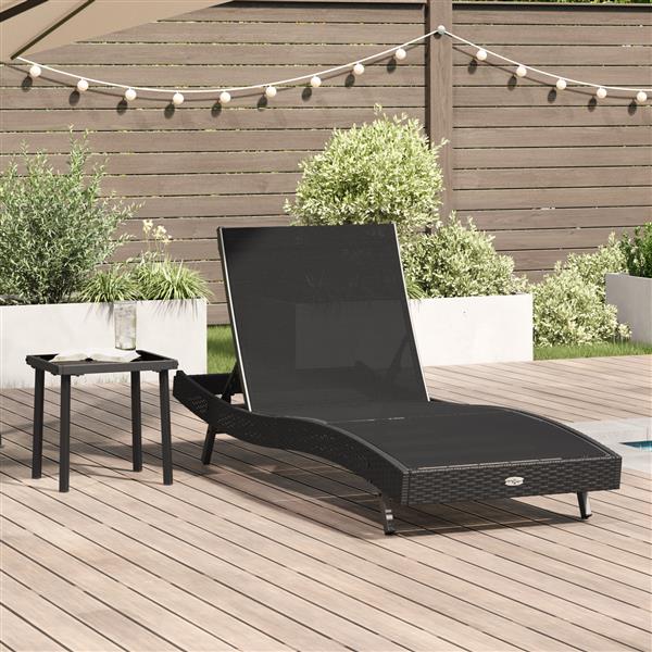 Grote foto vidaxl zonligstoel met tafel 2 pcs zwart 40 x 40 x 40.5 cm poly rattan tuin en terras tuinmeubelen