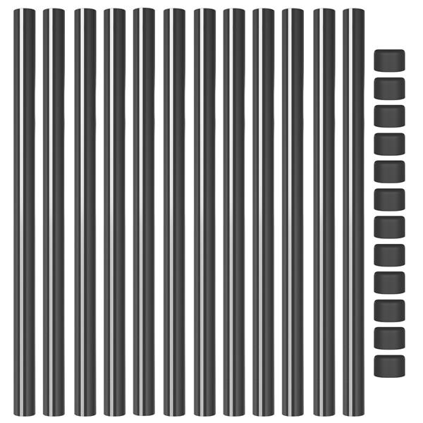 Grote foto vidaxl afrasteringspaal 12 pcs grijs 80 cm poedergecoat staal tuin en terras overige tuin en terras