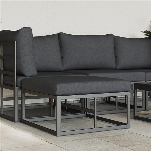 Grote foto vidaxl buitenmeubilair met kussen zwart aluminium tuin en terras tuinmeubelen
